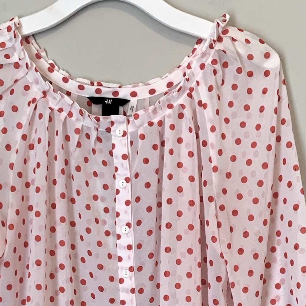 H&M size 4 polka dot peasant blouse - Picture 6 of 16